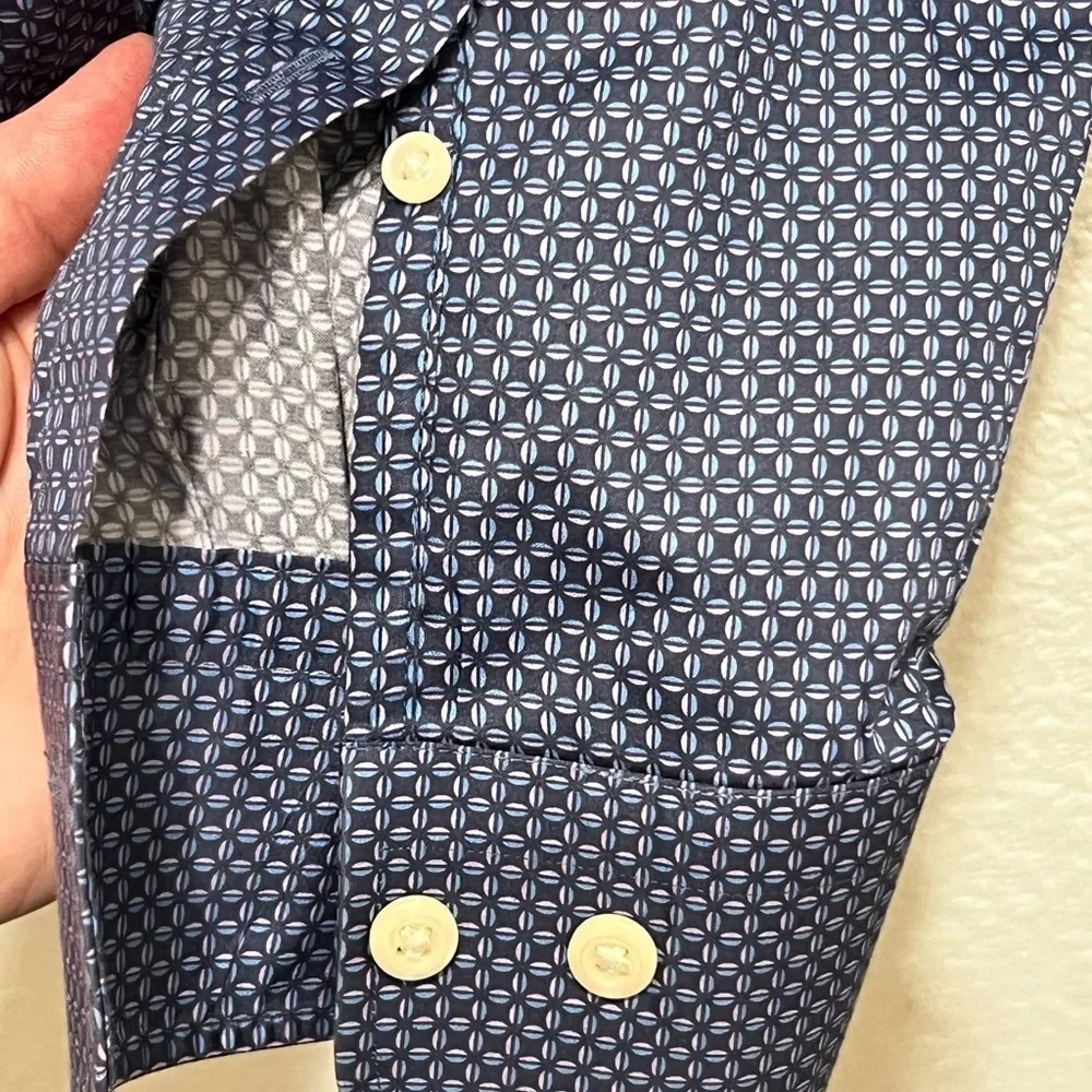 Peter Millar Dark Blue Geometric Dress Shirt